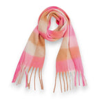 Fluffy Check Print Winter Scarf: Hot Pink