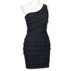 Alexon Black Layered One Shoulder Party Dress UK 16