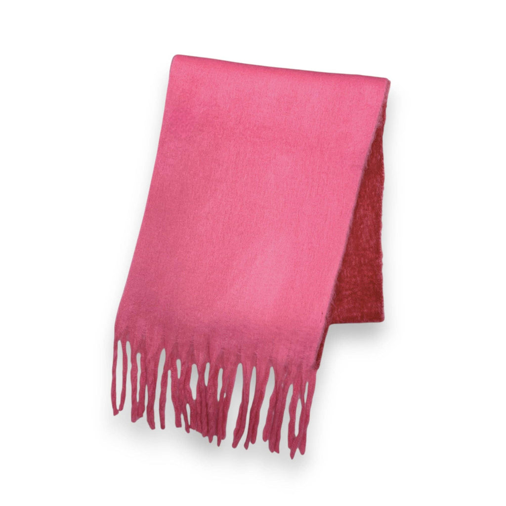 Two-tone Fluffy Print Winter Scarf: Pink
