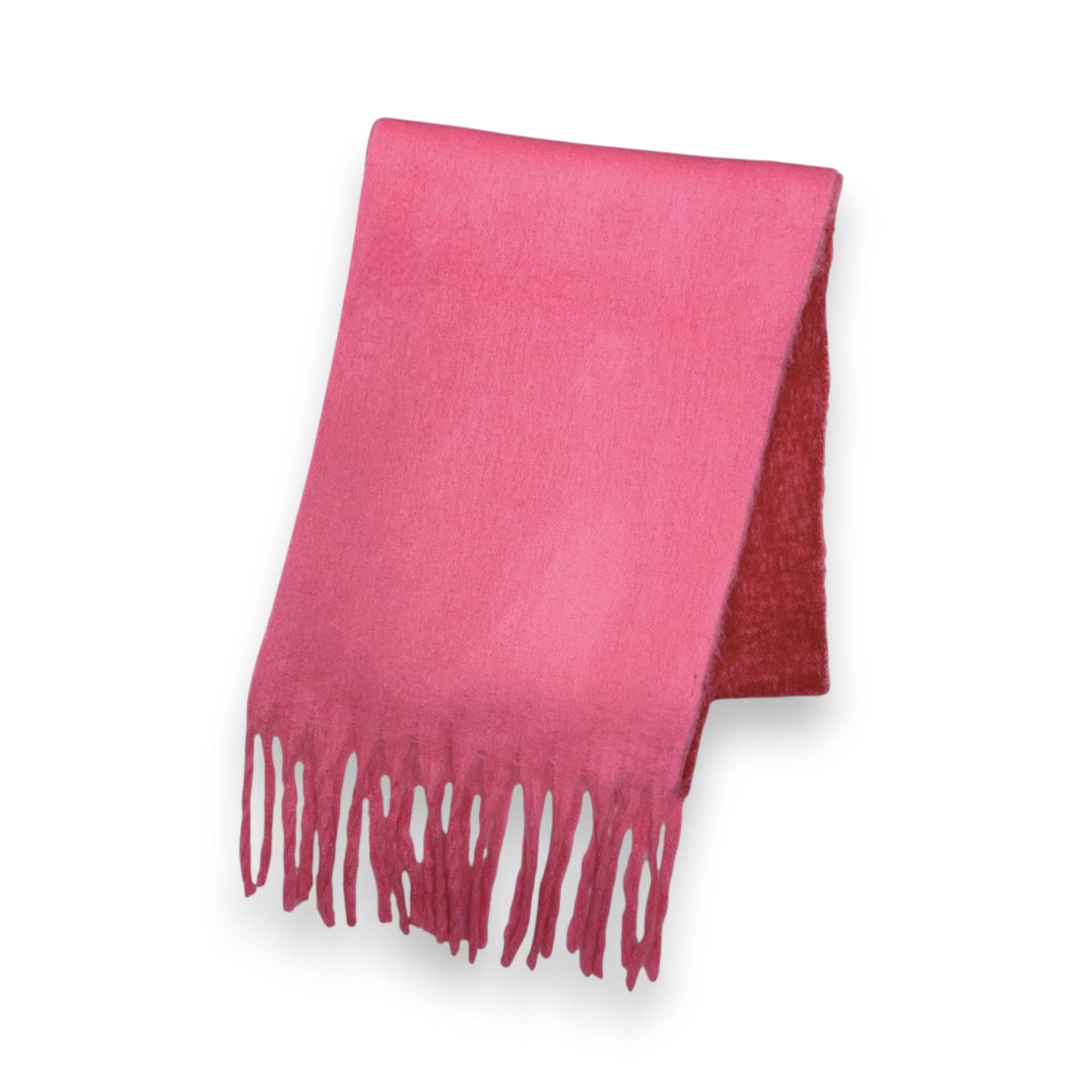 Two-tone Fluffy Print Winter Scarf: Pink