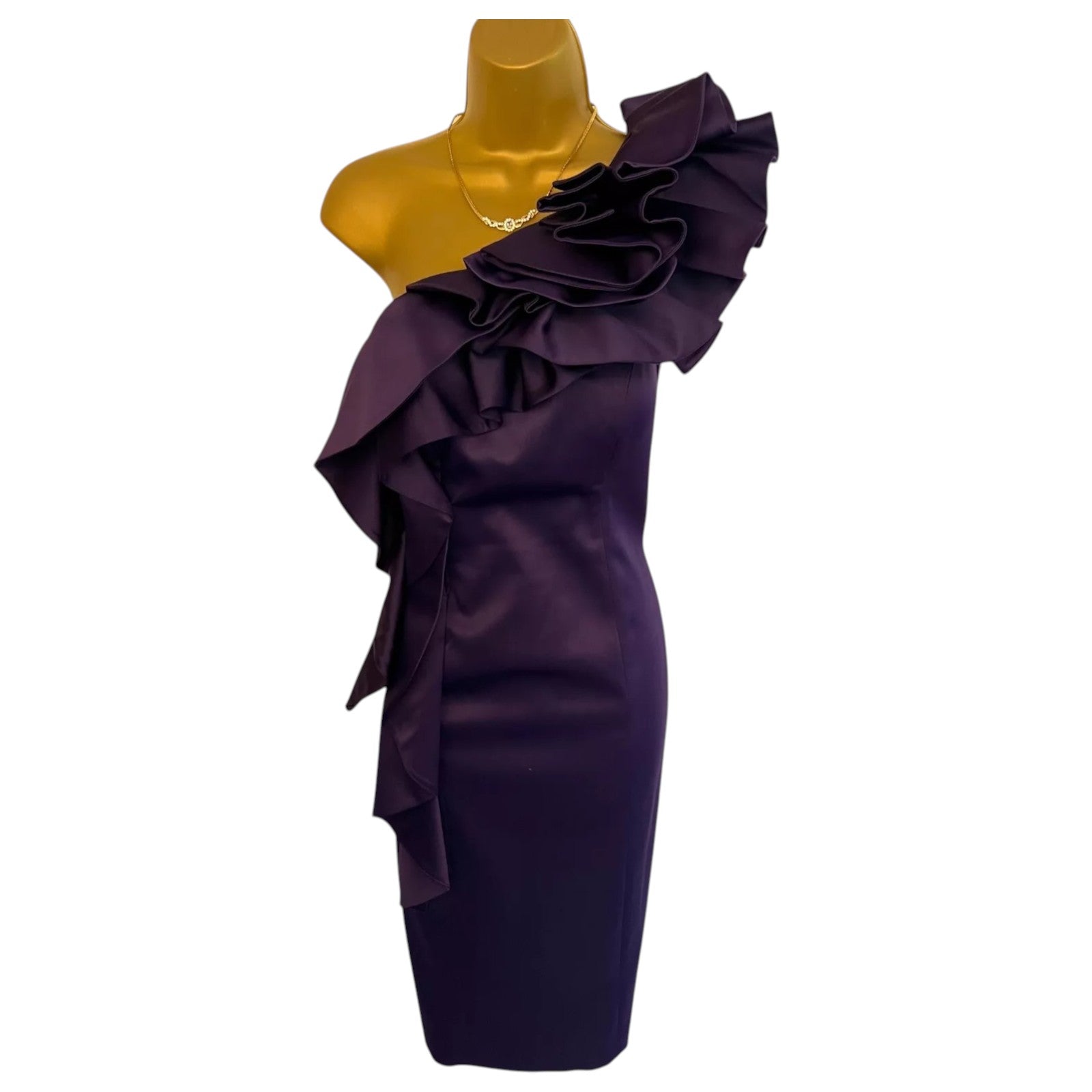Ben De Lisi Purple Duchess Satin One Shoulder Dress UK 8