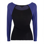 LK Bennett Black & Purple Silky Dipped Hem Top  UK 10