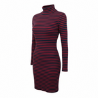 Brave Soul Navy Burgundy Long Sleeve Striped Dress UK 10