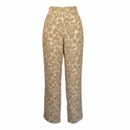 Brax Linen Ivory Taupe Floral Linen Trousers UK 10R