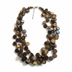 Handmade Triple Strand Brown Plant Bead Necklace