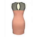Cameo Rose Peach Black Mesh Insert Dress UK 8