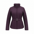 Escada Sport Dark Purple Quilted Puffer Jacket UK 16