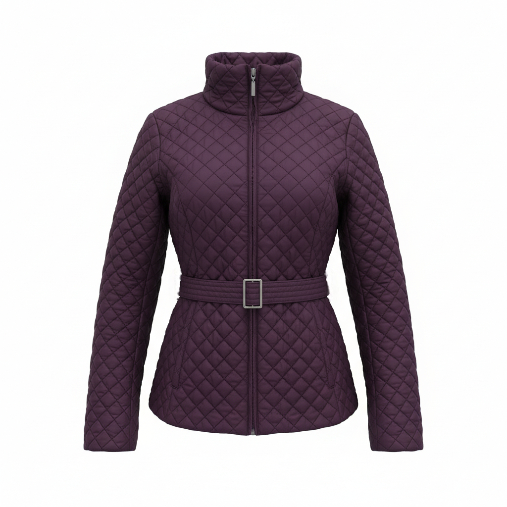 Escada Sport Dark Purple Quilted Puffer Jacket UK 16