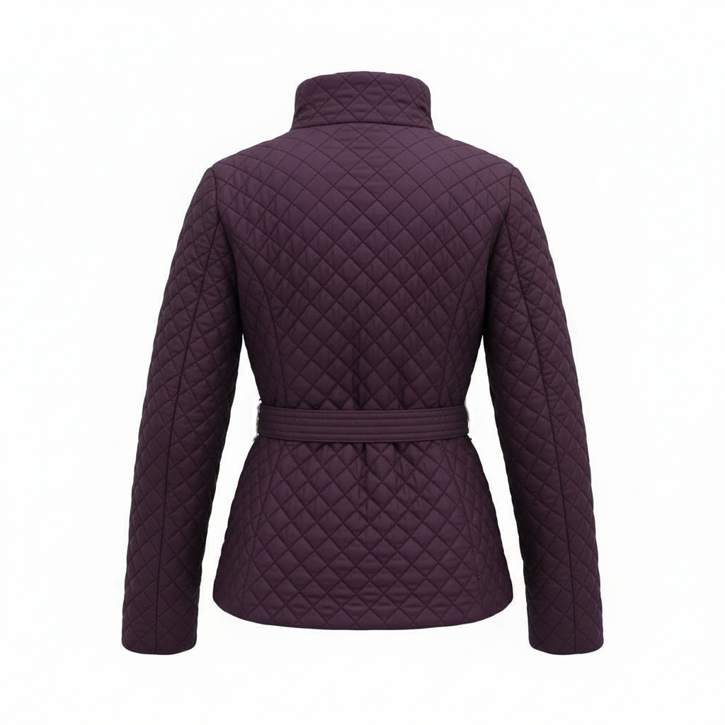 Escada Sport Dark Purple Quilted Puffer Jacket UK 16