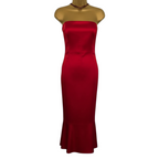Coast Red Satin Strapless Wiggle Fishtail Occasion Dress UK 14