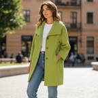 Damo Donna Lime Green Wool Cashmere Coat  UK 12