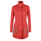 Desigual RARE Y2K Red Heart Embroidered Coat UK 18