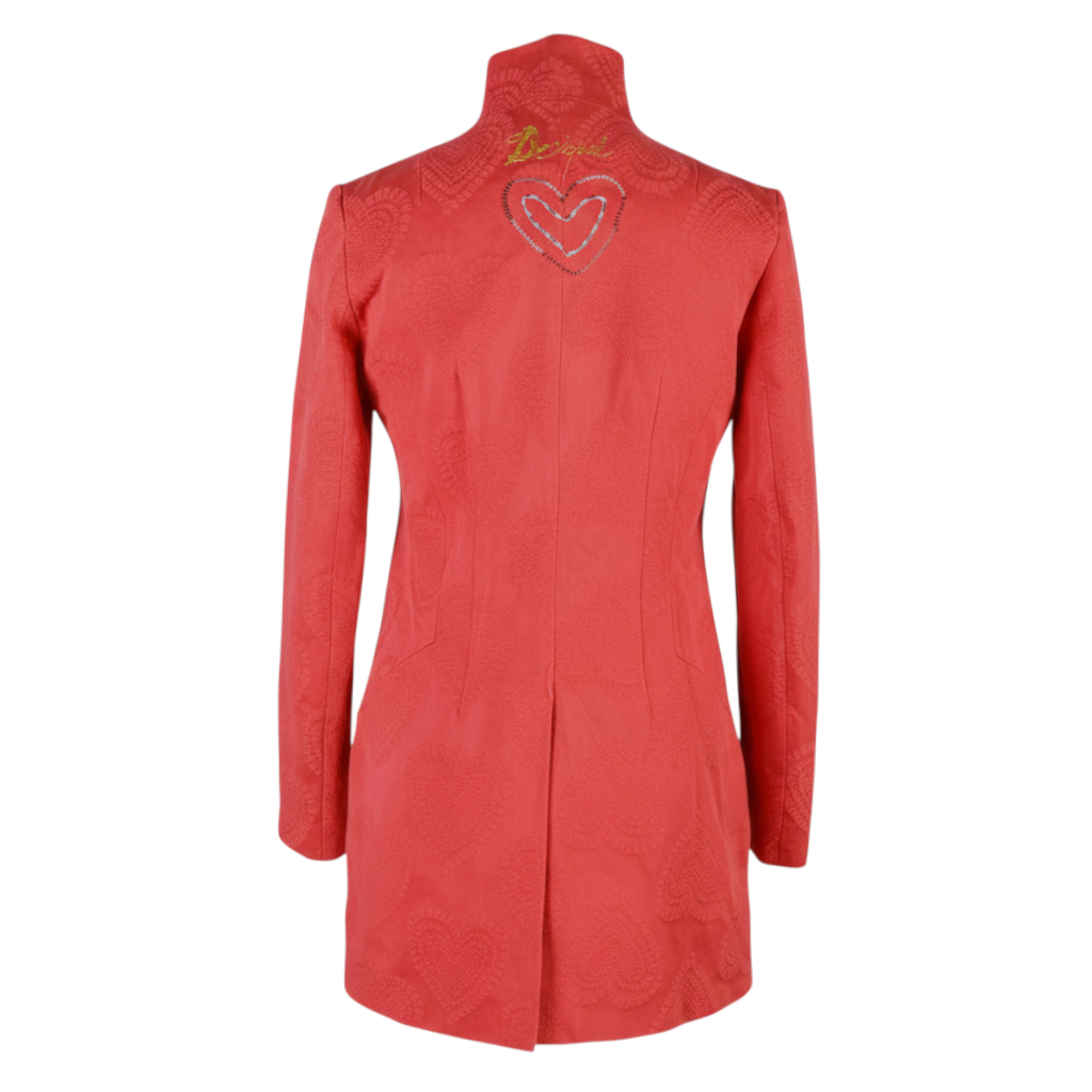 Desigual RARE Y2K Red Heart Embroidered Coat UK 18