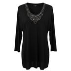 East Black Beaded Neckline Top UK 10