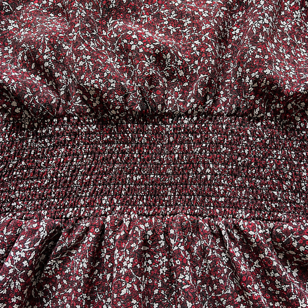 MICHAEL Michael Kors Burgundy Leaf Print Tiered Dress – UK 12