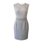 Fenn Wright Manson Geneva Navy Ivory Frayed Tweed Dress UK 16