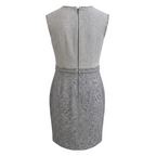 Fenn Wright Manson Geneva Navy Ivory Frayed Tweed Dress UK 16