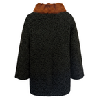 Astra Furs Paris Vintage 50/60s Black Persian Astrakhan Mink Fur Collar Coat