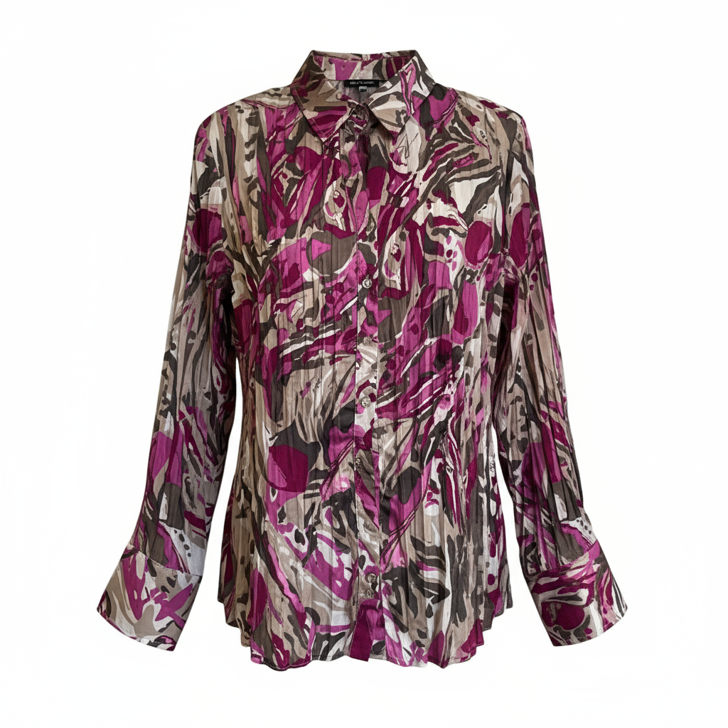 Gerry Weber Pink Multicoloured Silky Pleated Blouse UK 12