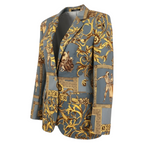 Gianni Versace Iconic Vintage Blue Mustard Cotton Jacket UK 12/14