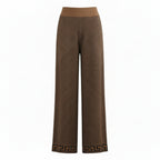 Stylewe Brown & Black Geo Knit Wide Leg Trousers UK 12