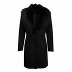 Great Plains Black Fur Collar Coat Size L UK 14
