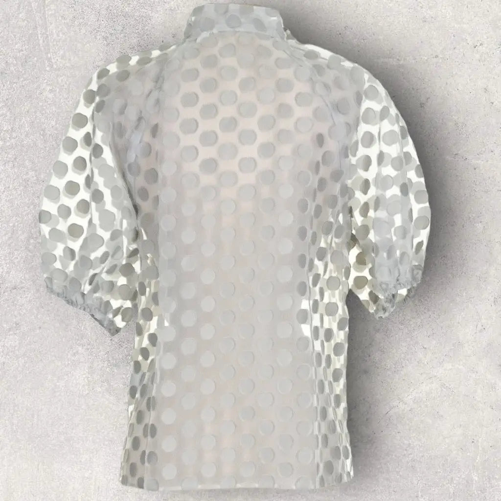 Ted Baker Grey Organza Spot Top UK 8