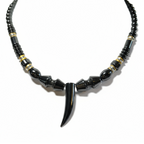 Mens Hematite Necklace with Hematite Fang Pendant
