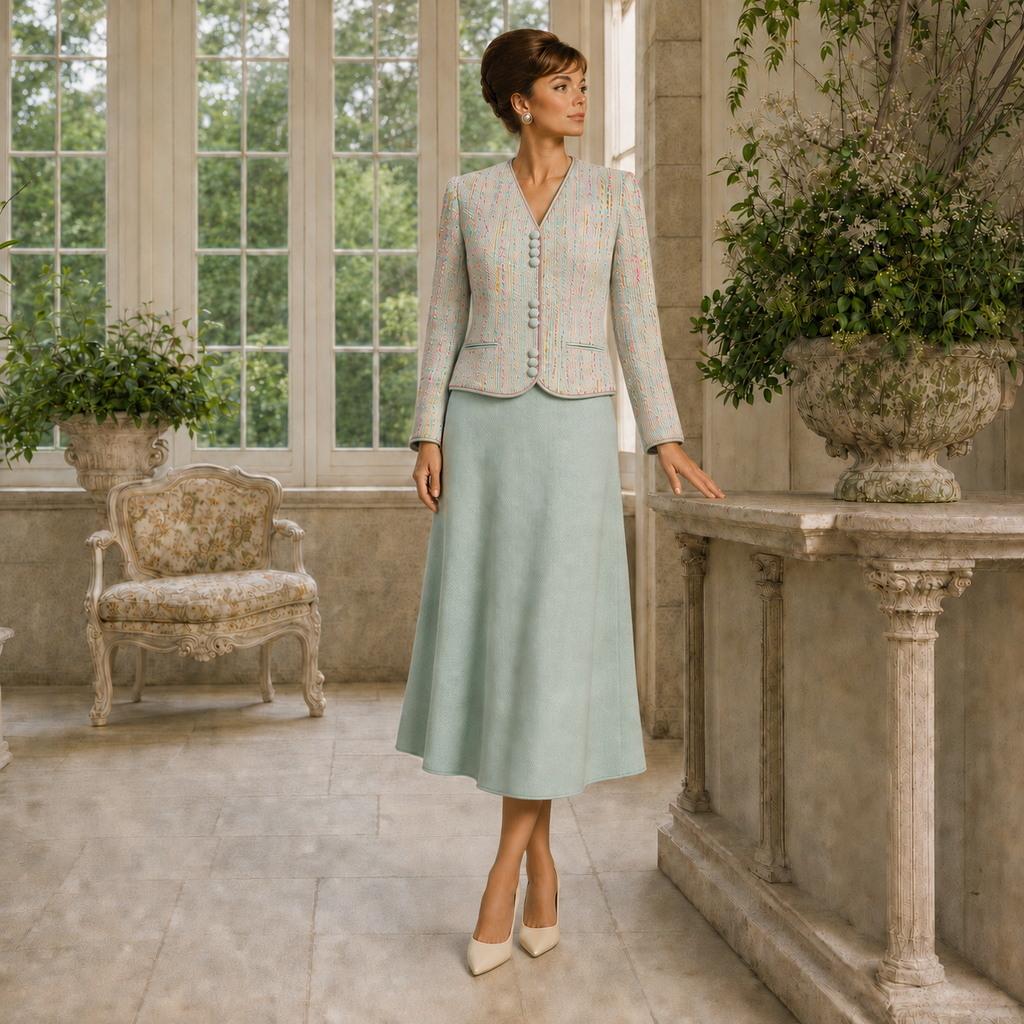 AnnaBelinda Rare Vintage Spearmint Textured Skirt Suit UK 14