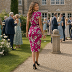 Hobbs Invitation Pink Floral Satin Occasion Dress UK 12