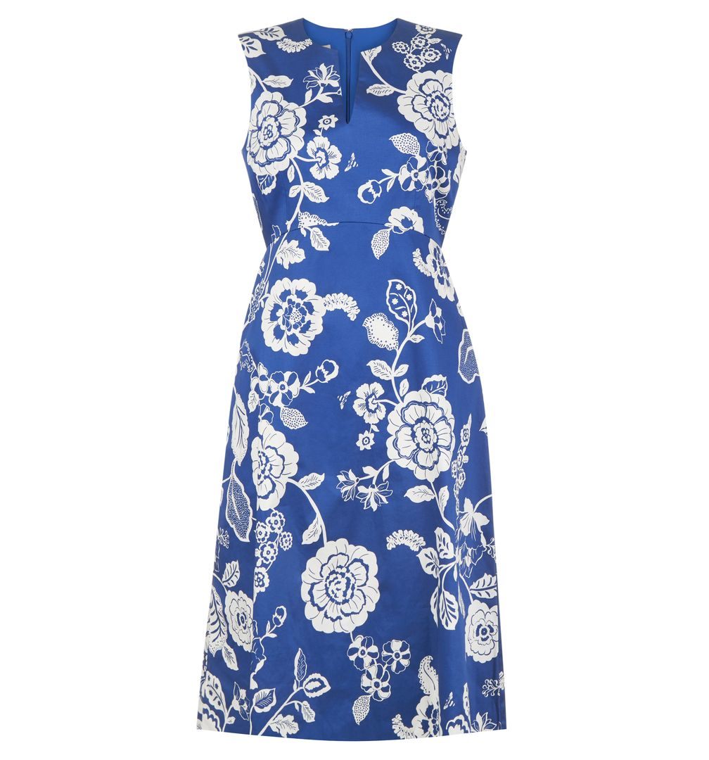 Hobbs Lauren Blue Floral Cotton Dress UK 10
