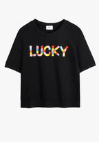Hush Black Lucky Embroidered Cotton Top UK 8