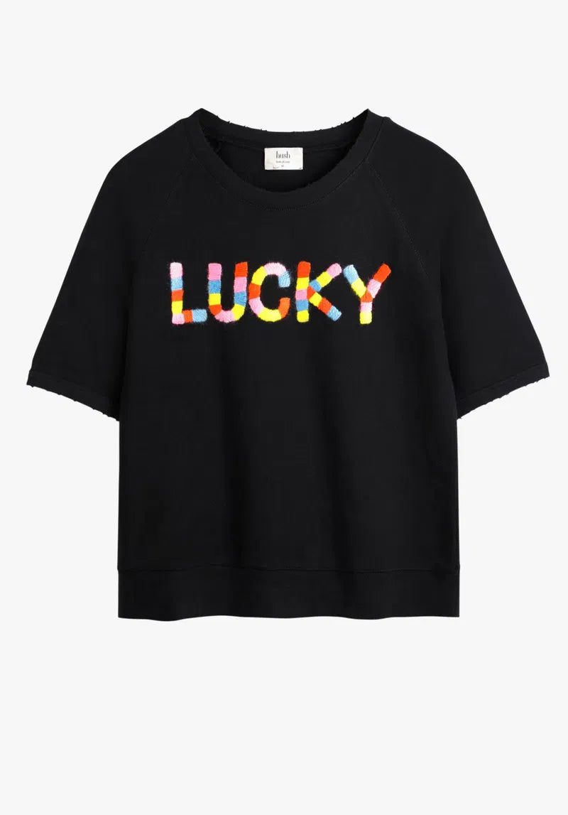 Hush Black Lucky Embroidered Cotton Top UK 8
