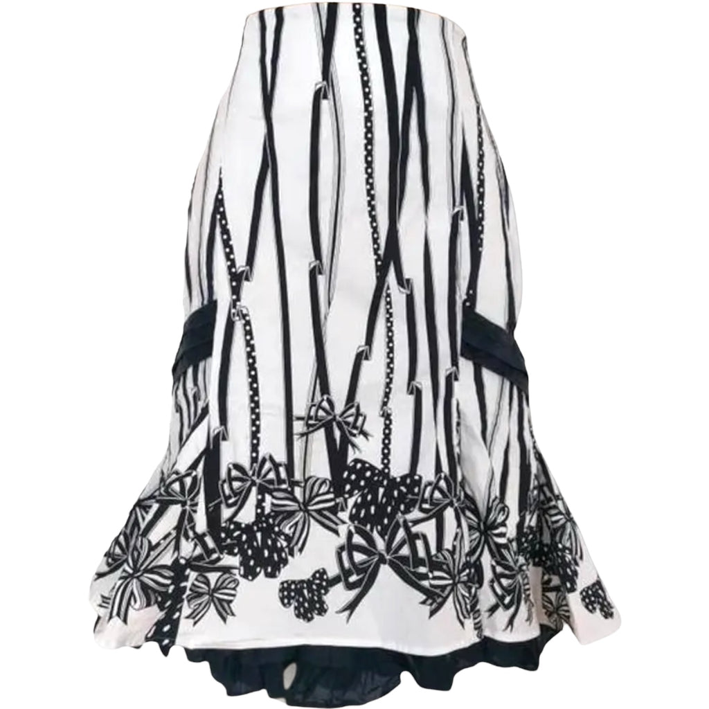 Karen Millen Black White Fishtail Skirt UK 12