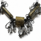Vintage Eclectic Tassel Necklace: Green & Bronze Mixed Beads