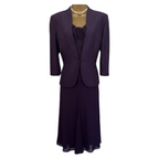 Jacques Vert Dark Purple Occasion Dress Jacket Suit UK 12