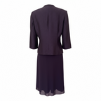 Jacques Vert Dark Purple Occasion Dress Jacket Suit UK 12