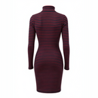 Brave Soul Navy Burgundy Long Sleeve Striped Dress UK 10