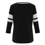 Karen Millen Black Cream Mesh Insert Stripe Sleeve Top UK 10