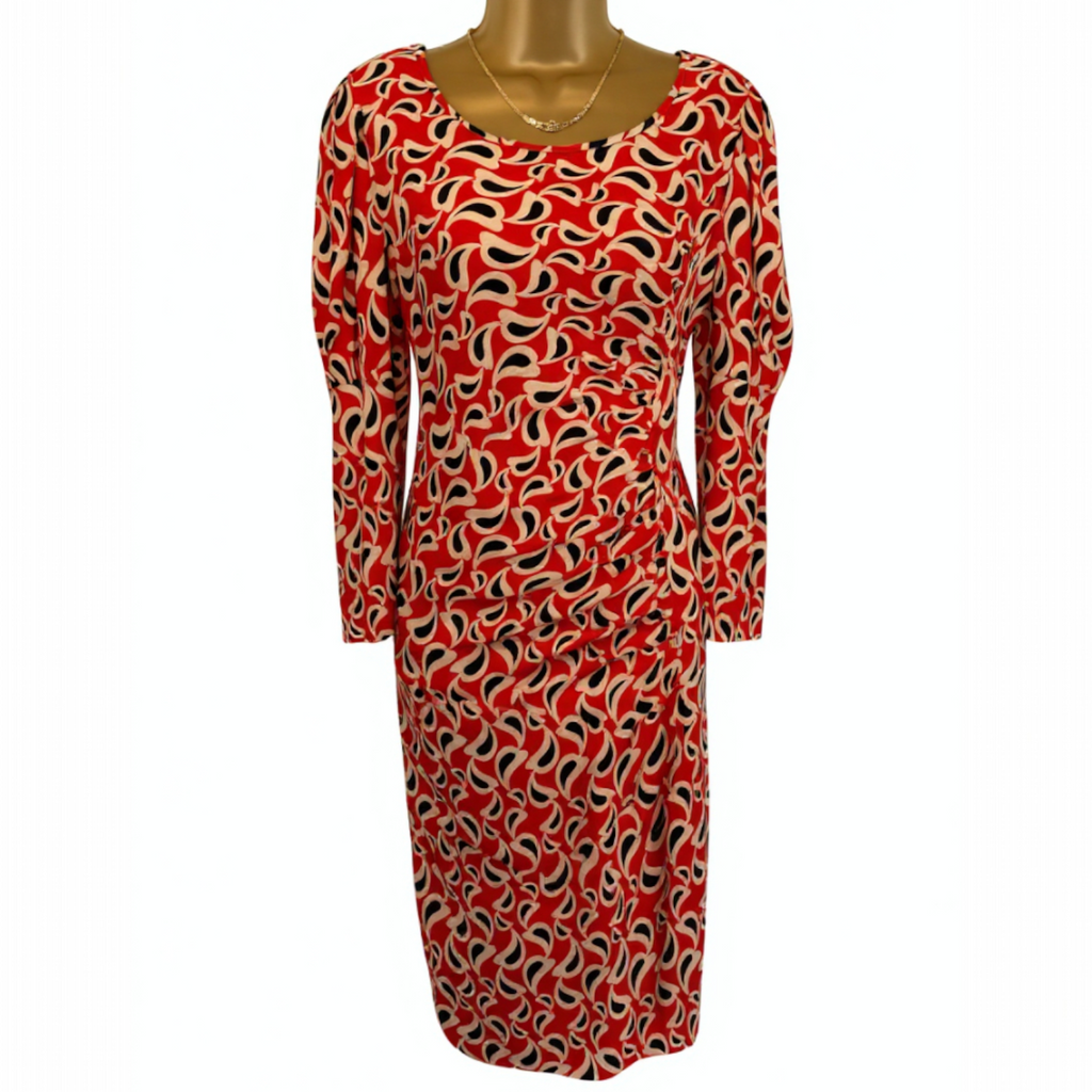 Kate Cooper Red Ruched Stretch Jersey Dress UK 14