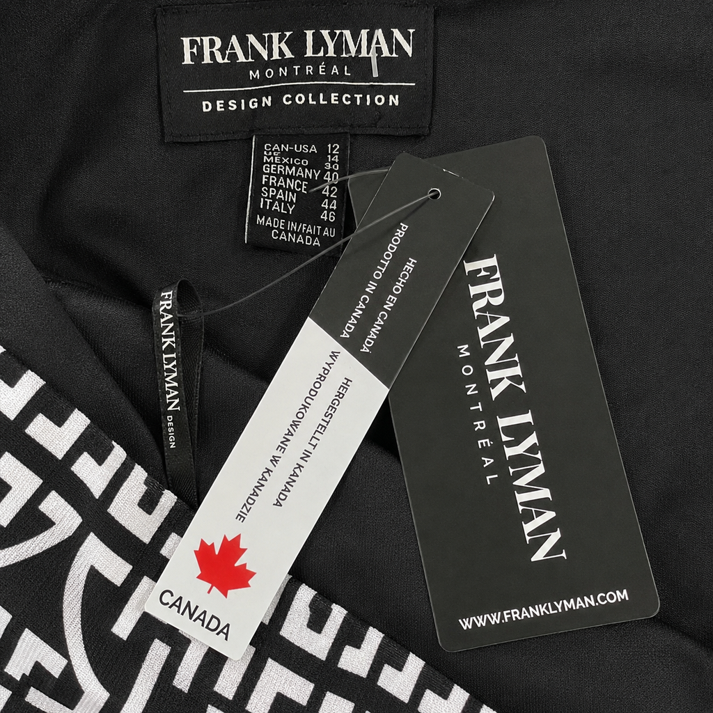Frank Lyman Black & Yellow Palm Leaf Dress UK 14