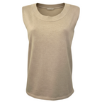 Lamberto Losani Oatmeal Cotton Cashmere Top UK 18