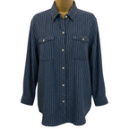 Lauren Ralph Lauren Blue Striped Linen Shirt UK 12/14
