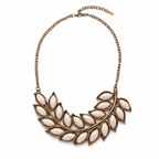 Creamy Peach Leaf Pattern Collar Statement Necklace