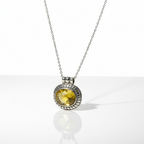 Vintage Lemon Quartz Large Pendant Necklace
