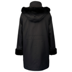 Andrew Marc New York Black Faux Fur Lined Hooded Coat UK 10