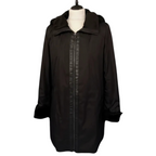 Andrew Marc New York Black Faux Fur Lined Hooded Coat UK 10