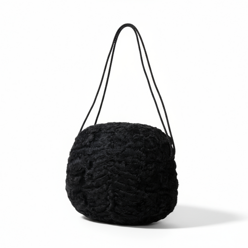 1960s Vintage Astrakhan Wool Muff with Rope Handles