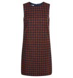 Hobbs Navy & Rust Wool Check Pinafore Dress UK 10