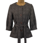 Monsoon Grey Check Tweed Wool Jacket UK 8